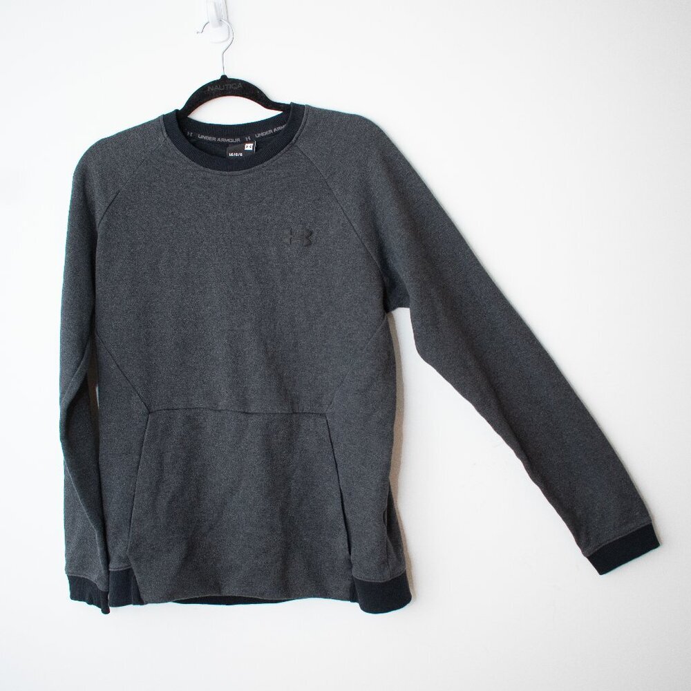 Under Armour Unstoppable Double Knit Crew With Kangaroo Pocket Black Men's Large